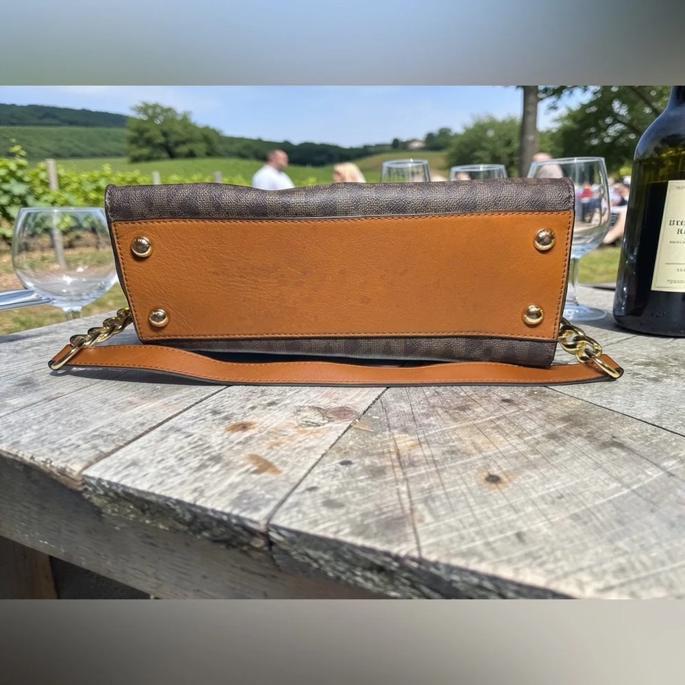 Michael Kors Dark Brown Shoulder Bag with Gold Accent Padlock & Key! - Picture 6 of 11